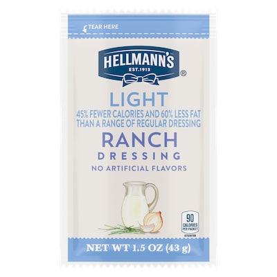 Hellmann's® Light Ranch Salad Dressing Sachet 102 x 1.5 oz - To your best salads with Hellmann's® Light Ranch Salad Dressing (102 x 1.5 oz) that looks, performs and tastes like you made it yourself.