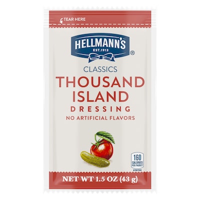 Hellmann's® Classics Thousand Island Dressing Sachet 102 x 1.5 oz - To your best salads with Hellmann's® Classics Thousand Island Dressing (102 x 1.5 oz) that looks, performs and tastes like you made it yourself.