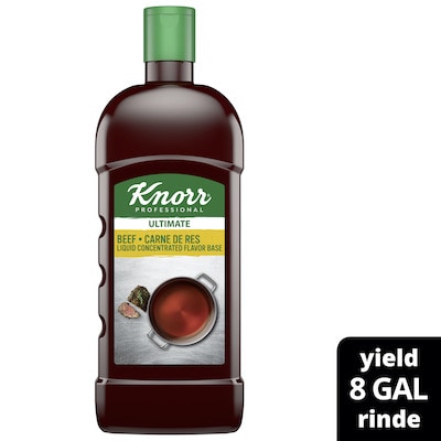 Knorr® Professional Beef Liquid Concentrated Base 32oz. 4 pack - Deliver simple, clean food with ease. Knorr® Bases are reinvented by our chefs with your kitchen and your customers in mind.